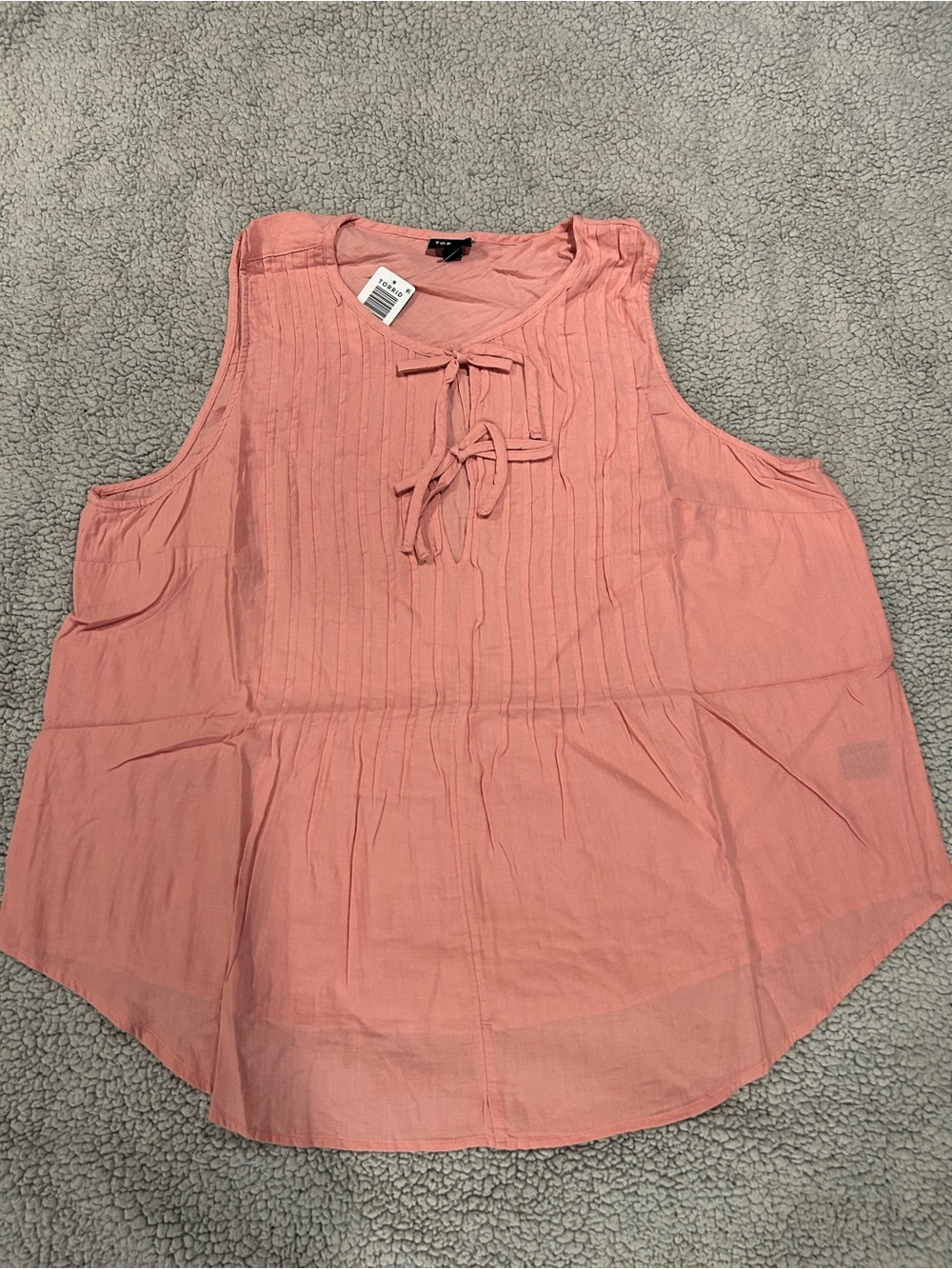 torrid Pink Sleeveless Pintuck Tie-Front Tank